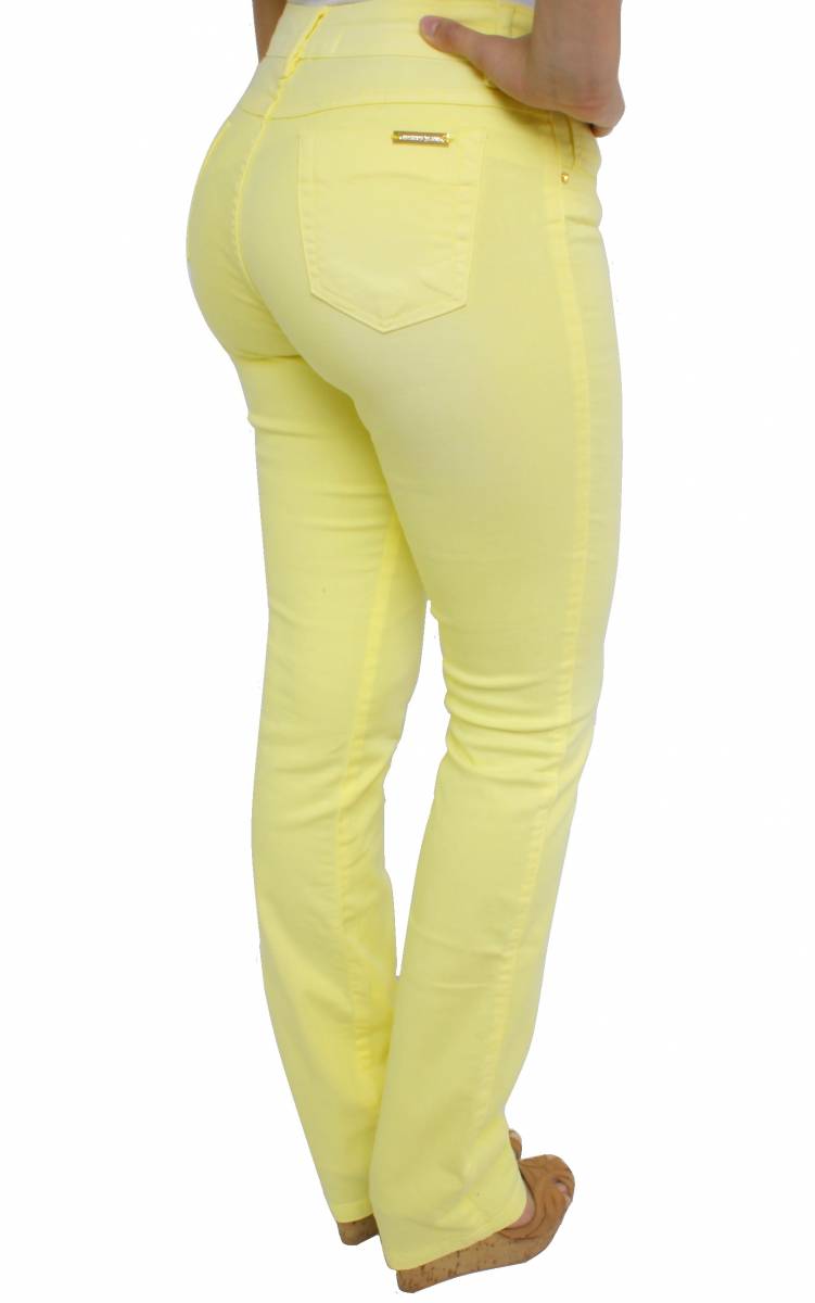 calça jeans amarela feminina