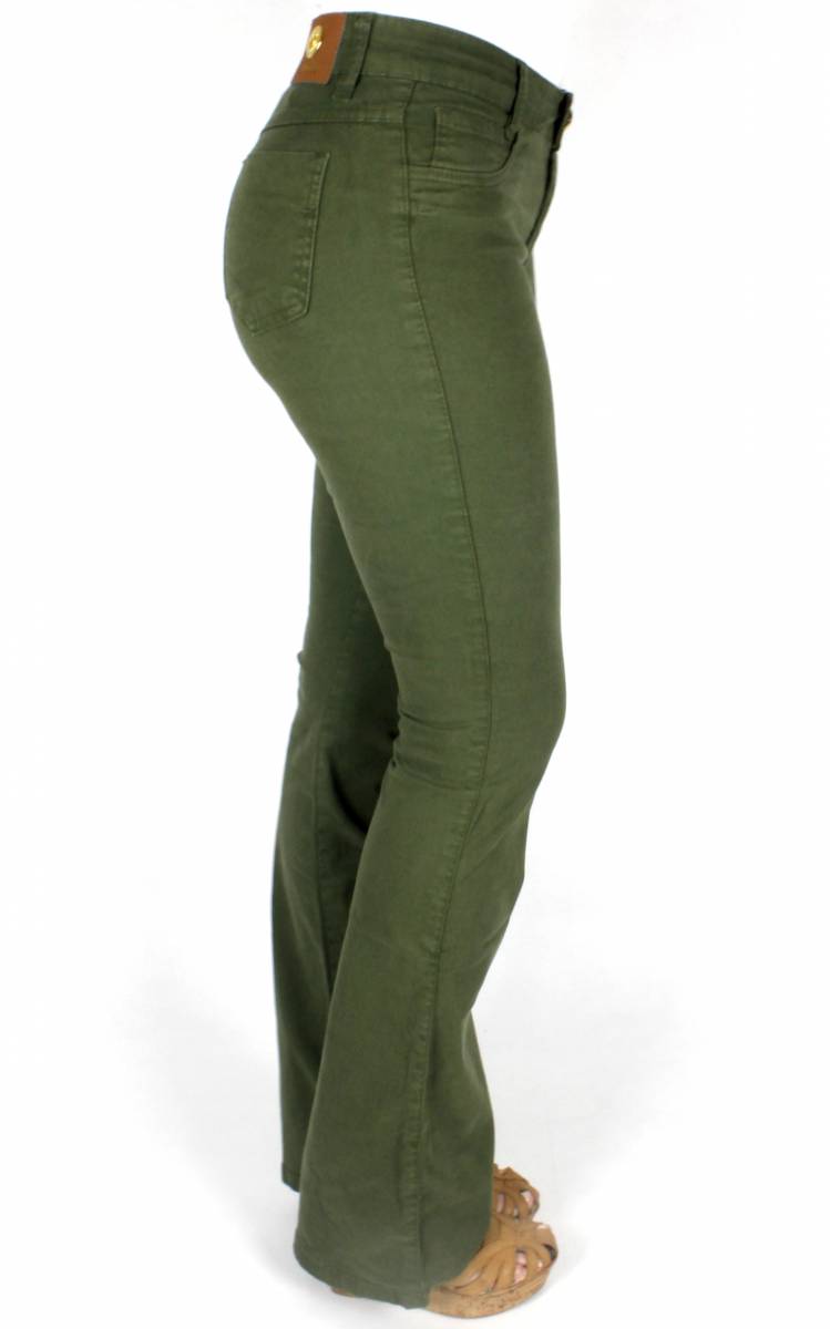 calça jeans verde militar