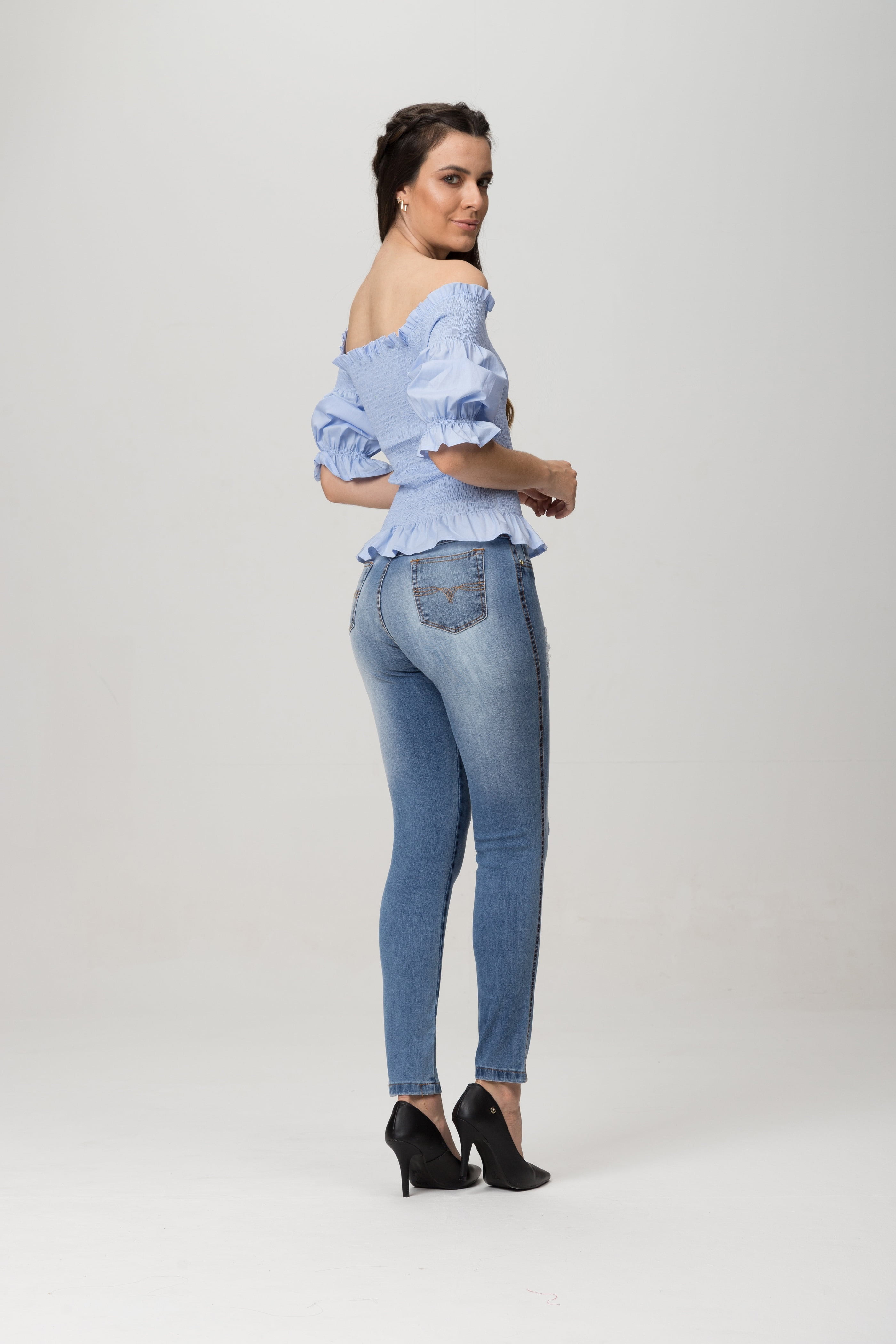 Blusa clearance ciganinha jeans