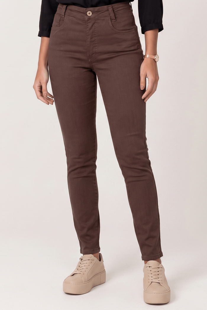 Calça De Sarja Marrom Skinny F2509MR