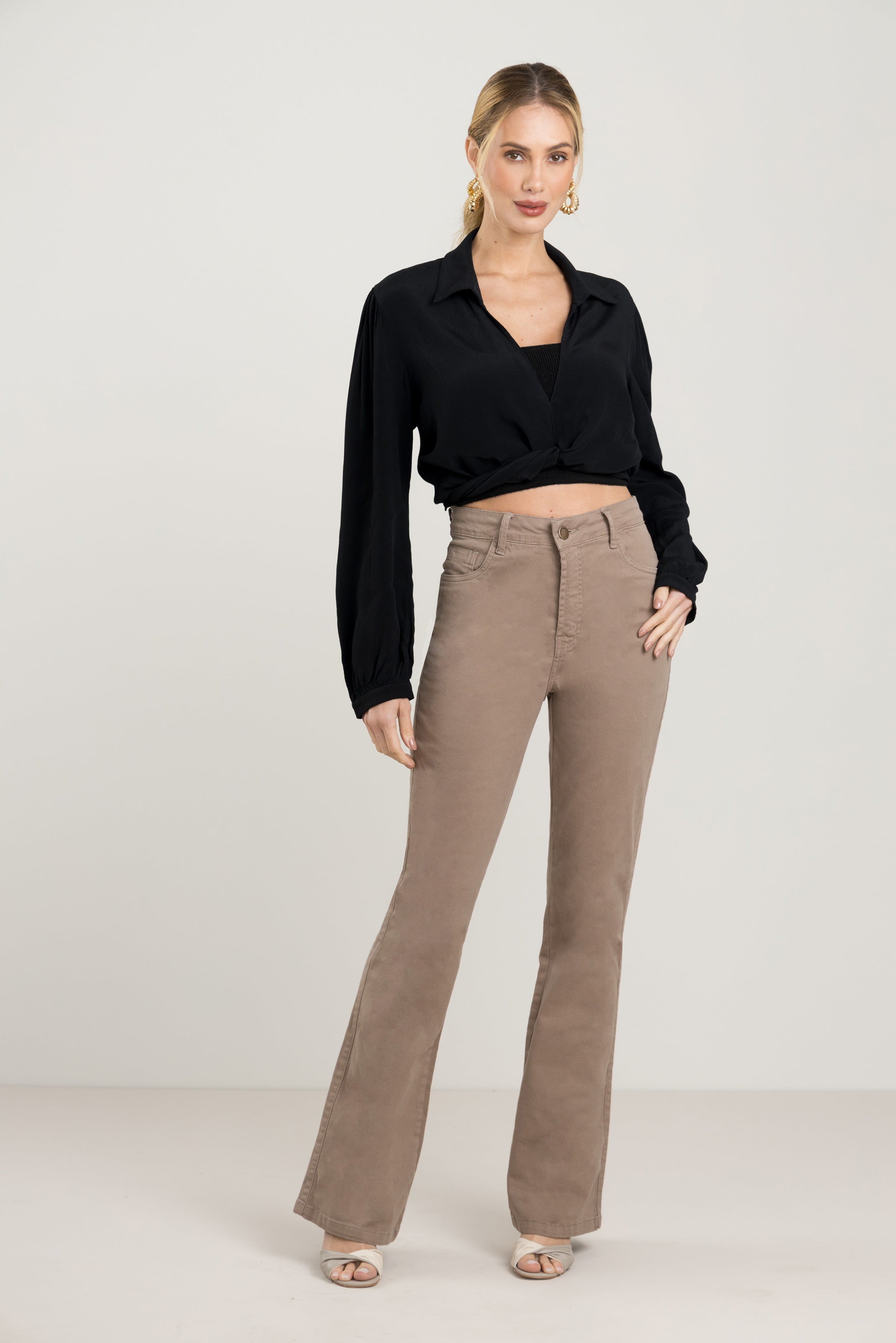 Caqui Calca Sarja Flare Clearance Calça Flare Caqui Feminina