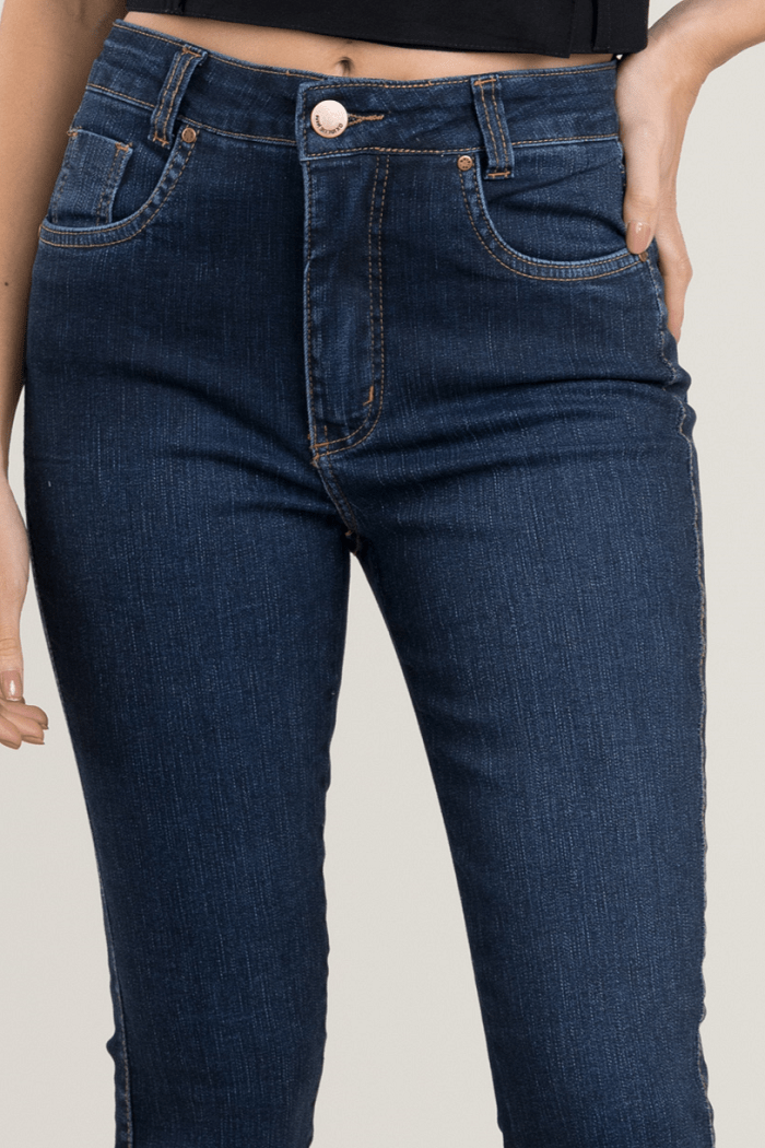 Calça Flare Jeans Feminina Azul Médio F2023140 - Oxiblue Jeans