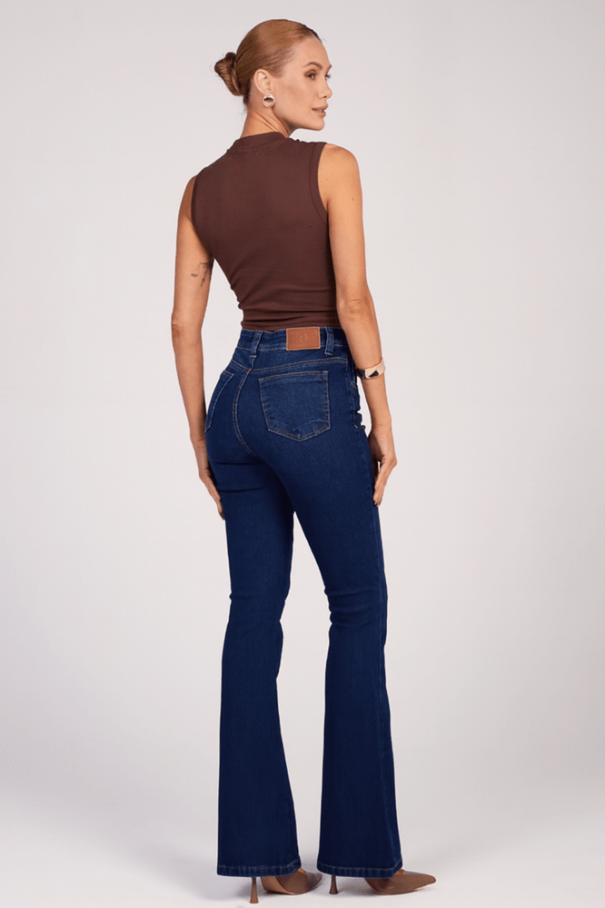 Calça Flare Jeans Azul Médio F25028