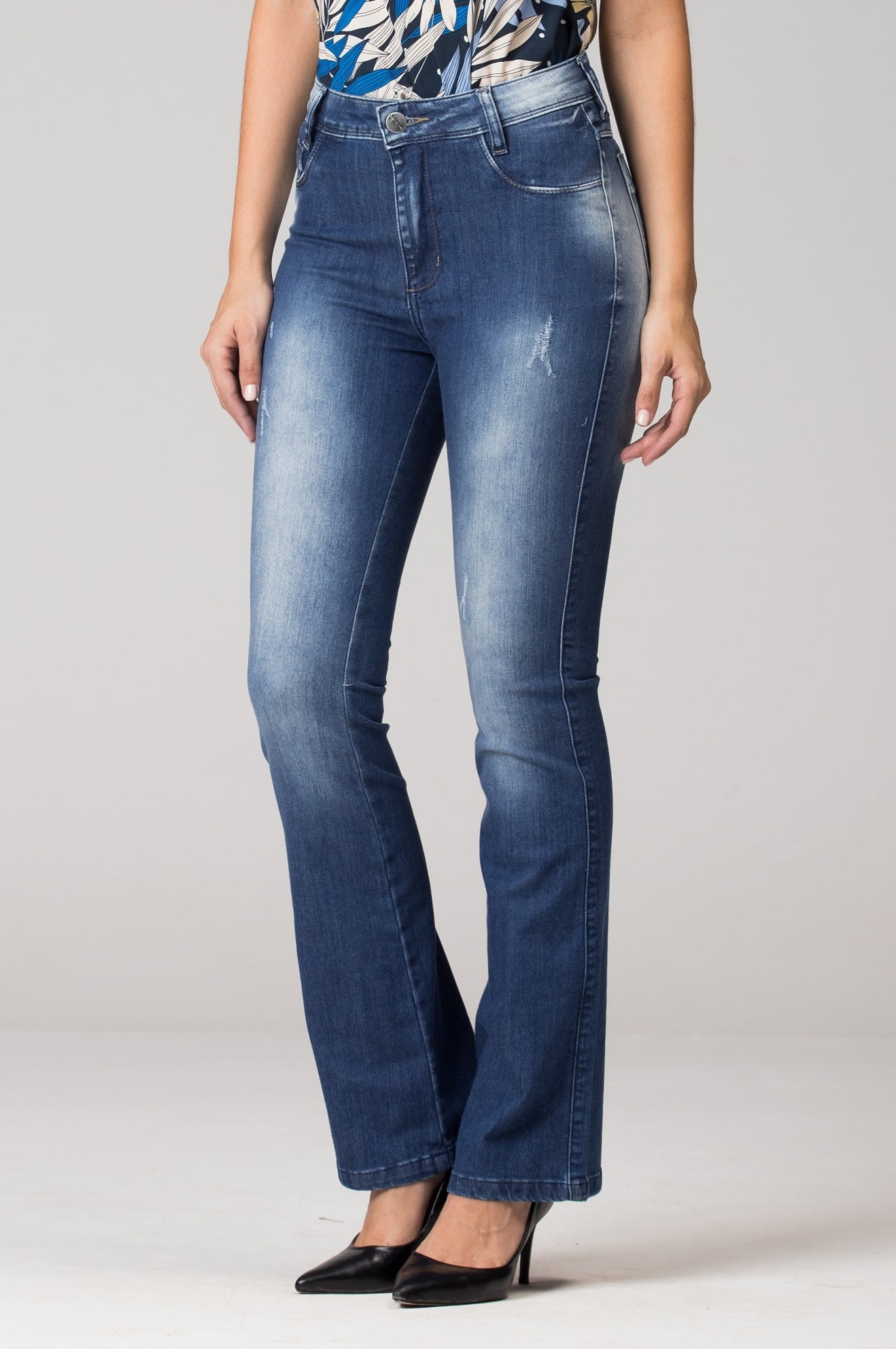 Calça Flare Jeans Cintura Alta F2021054