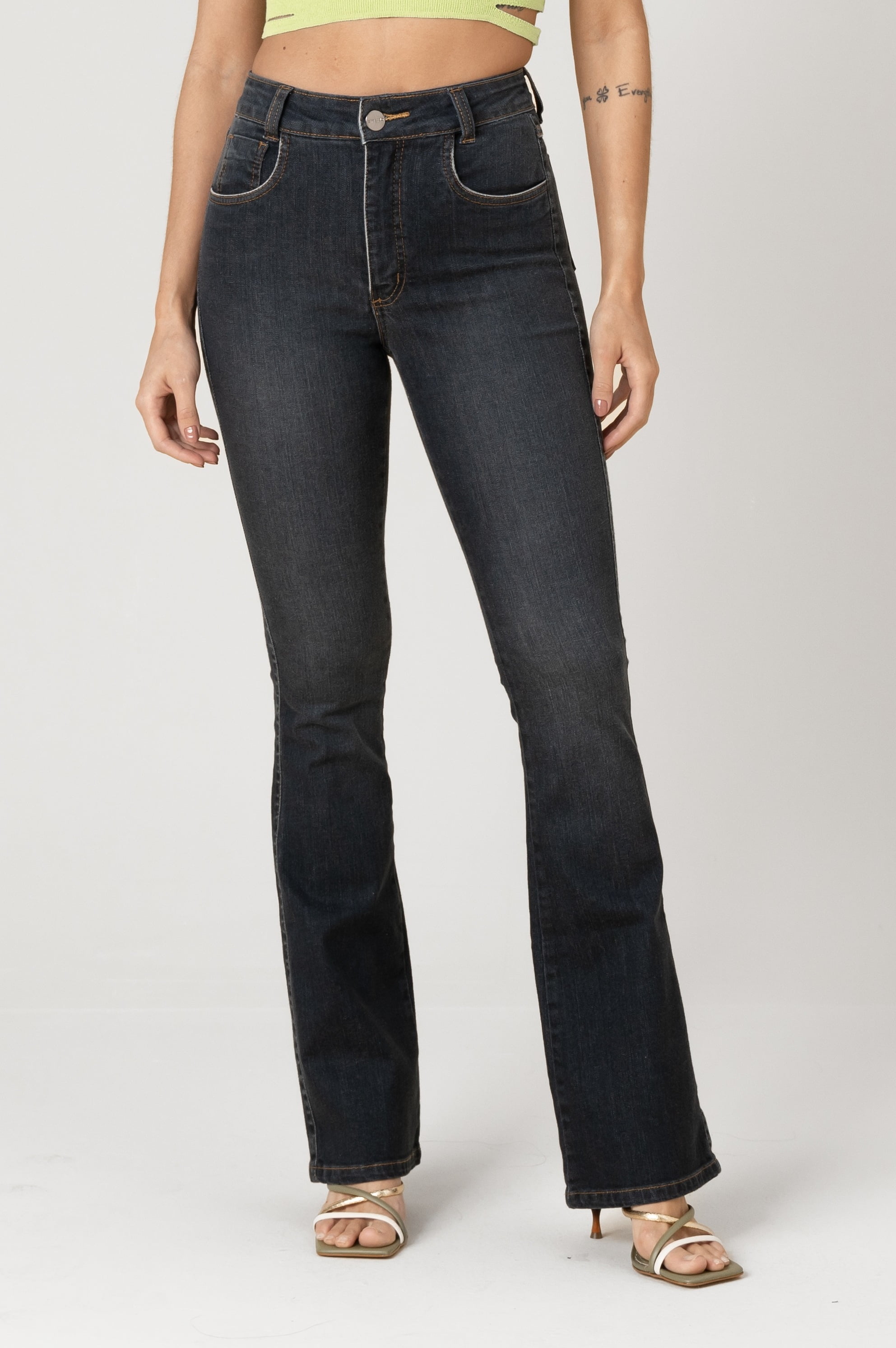 Calça Flare Jeans Escura F2023074 - Oxiblue Jeans