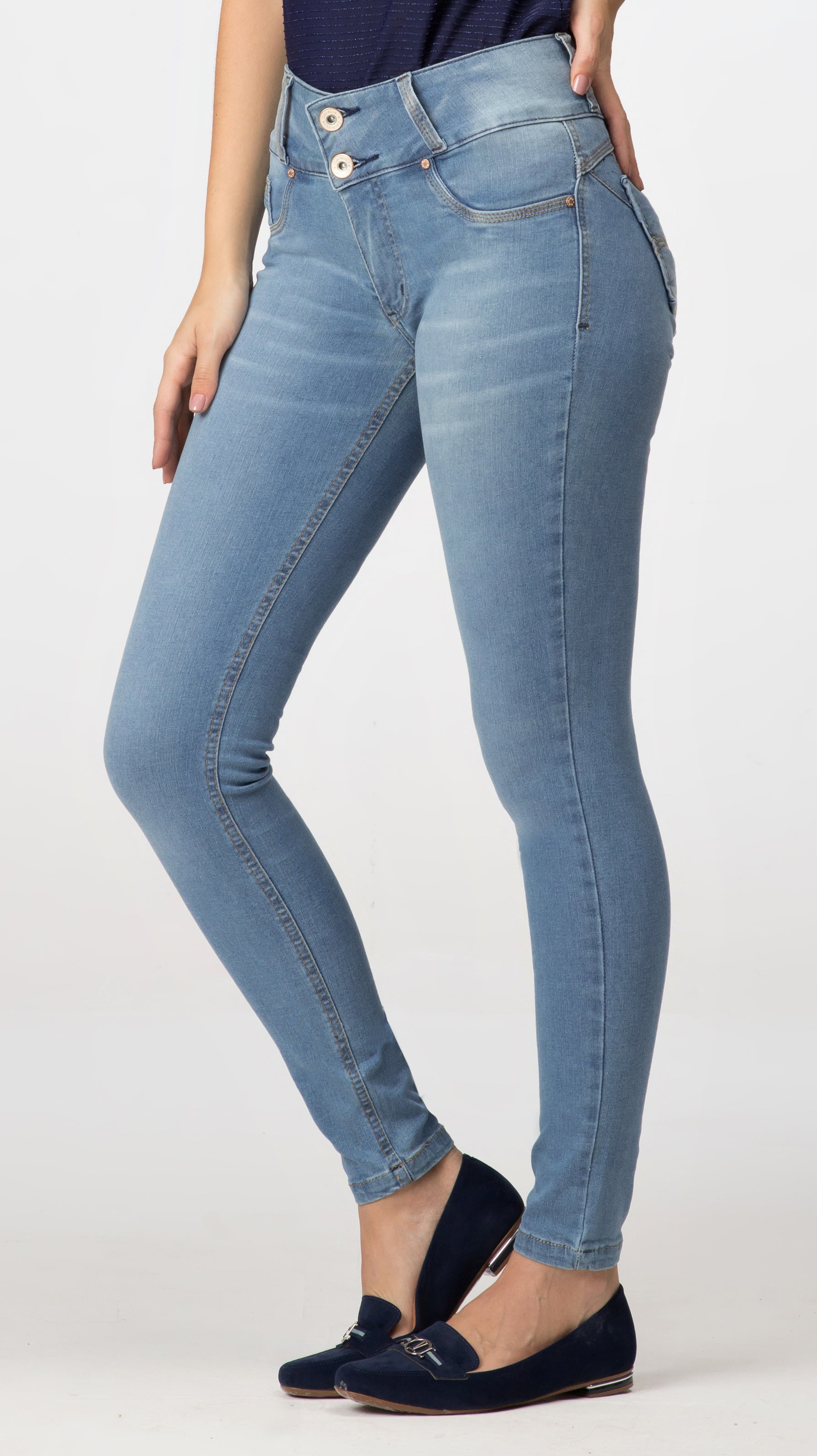 Calça Jeans Skinny Cós Alto Levanta Bumbum Premium 6073 Azul - pittol