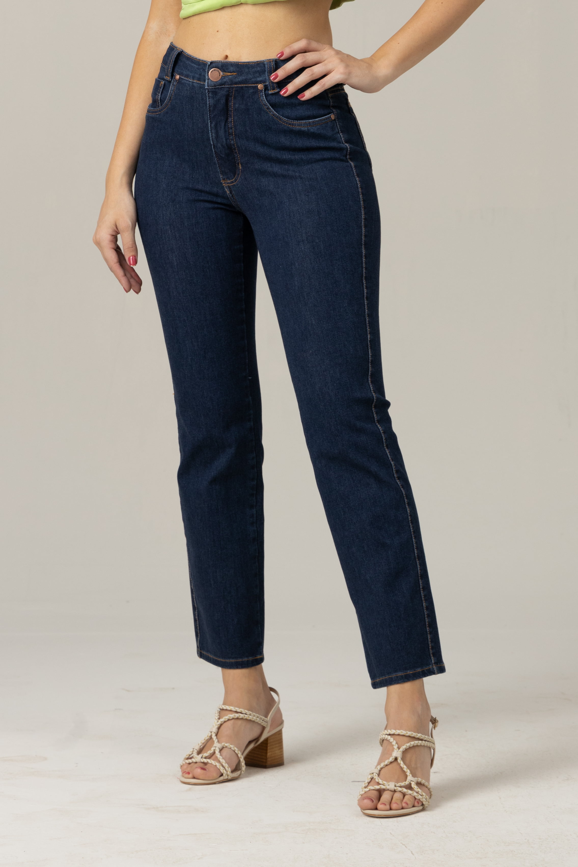 Calça Jeans Capri Reta Escura F2023085 - Oxiblue Jeans