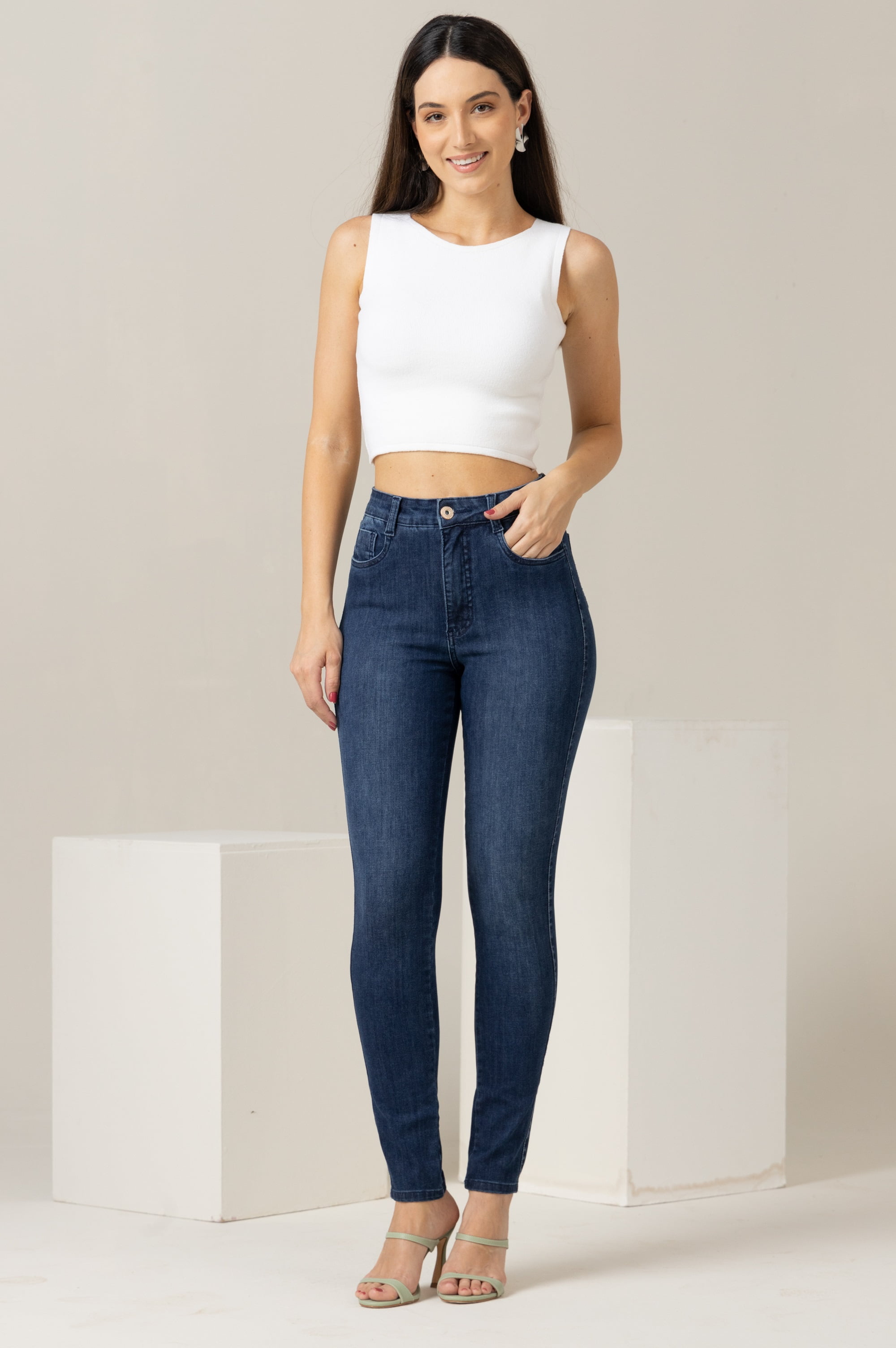 Calça Jeans Feminina Escura Skinny F2023094