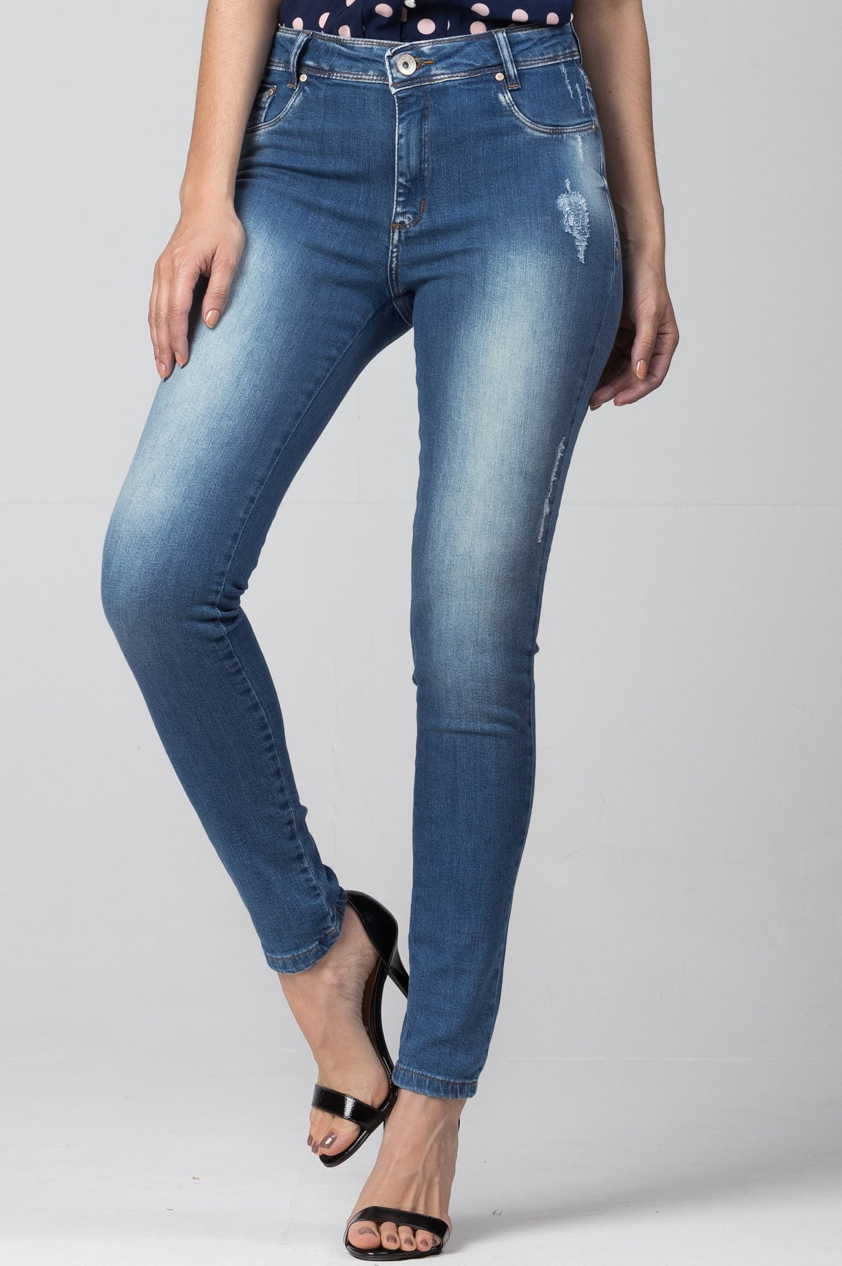 Calça Jeans Feminina Skinny Cintura Alta 