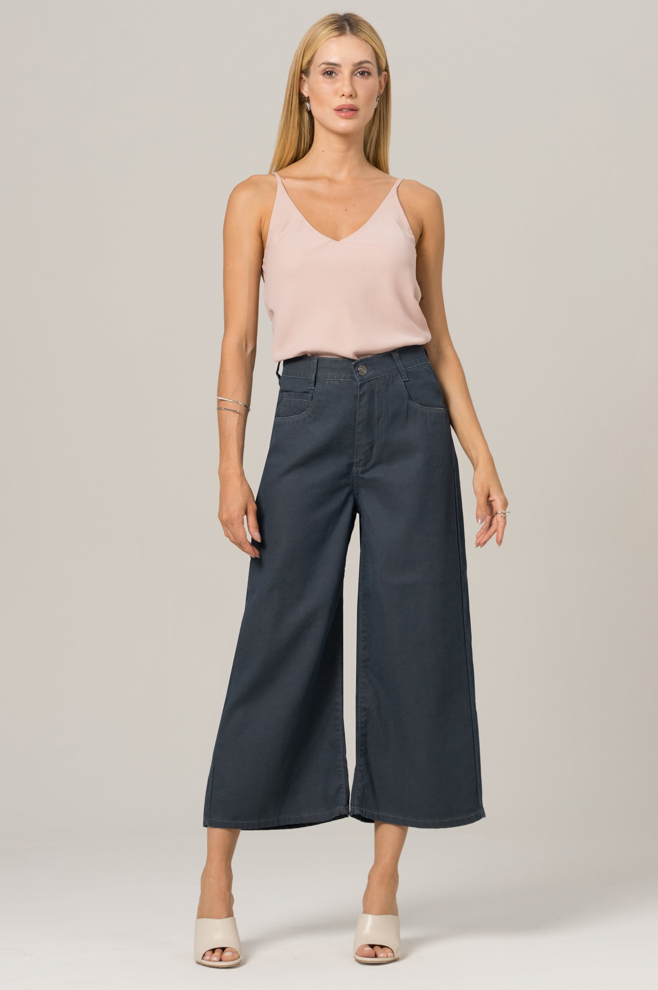 Calça Jeans Feminina Pantacourt Cinza Azulado F2023147 - Oxiblue Jeans