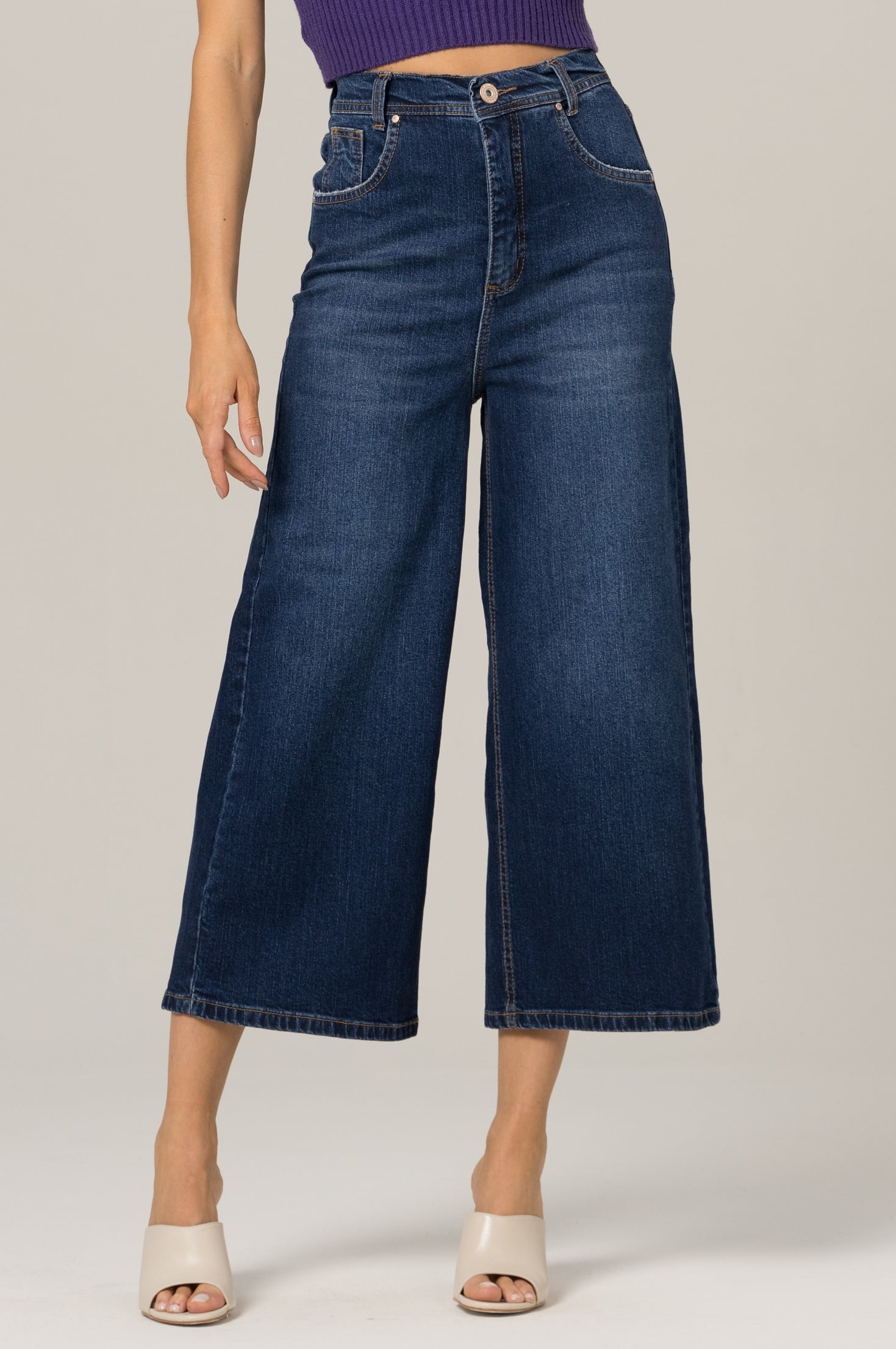 Calça Jeans Feminina Pantacourt Azul Escuro F2023138 - Oxiblue Jeans