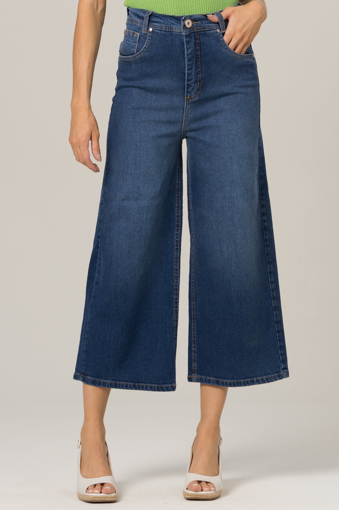 Calça Jeans Feminina PantacOURT Azul Médio 231