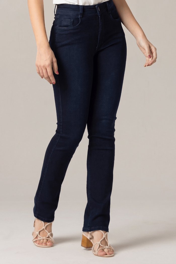 Calça Jeans Feminina Reta Escura F2023106