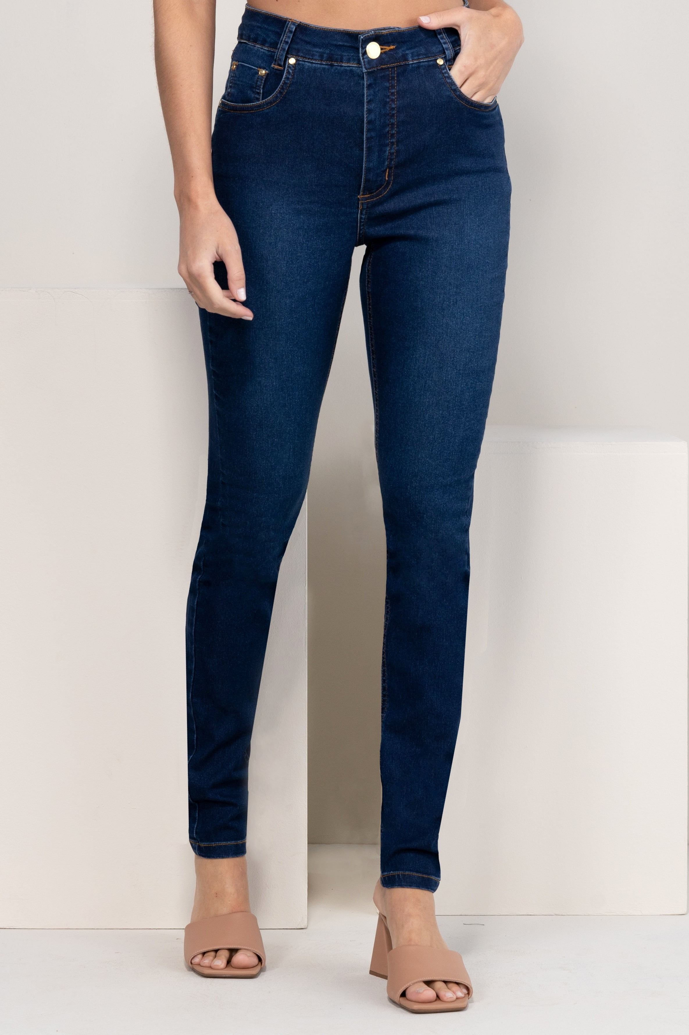 Calça Jeans Feminina Skinny Azul Médio F2023023