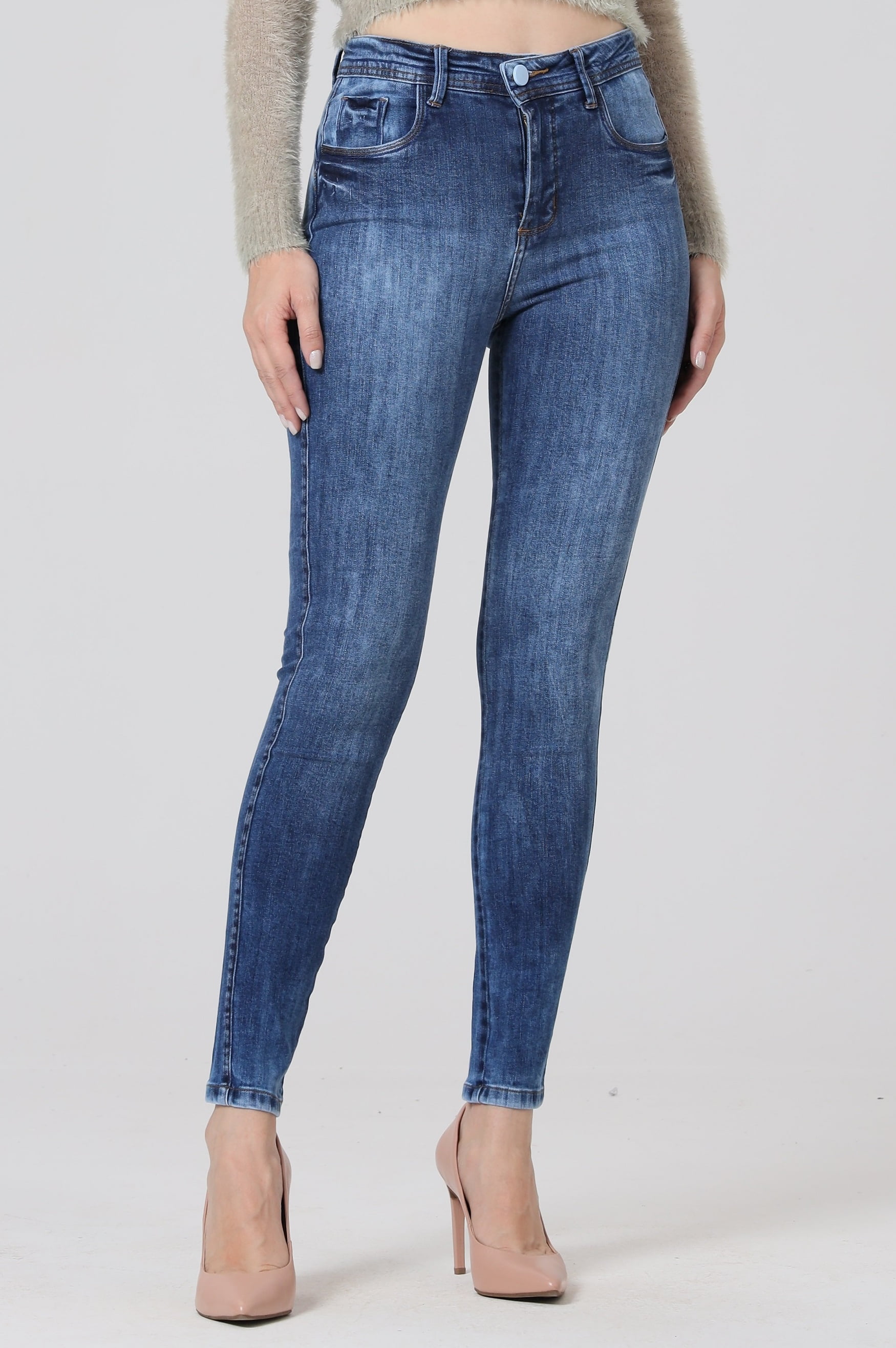 Calça Jeans Feminina Skinny Azul Médio F2863