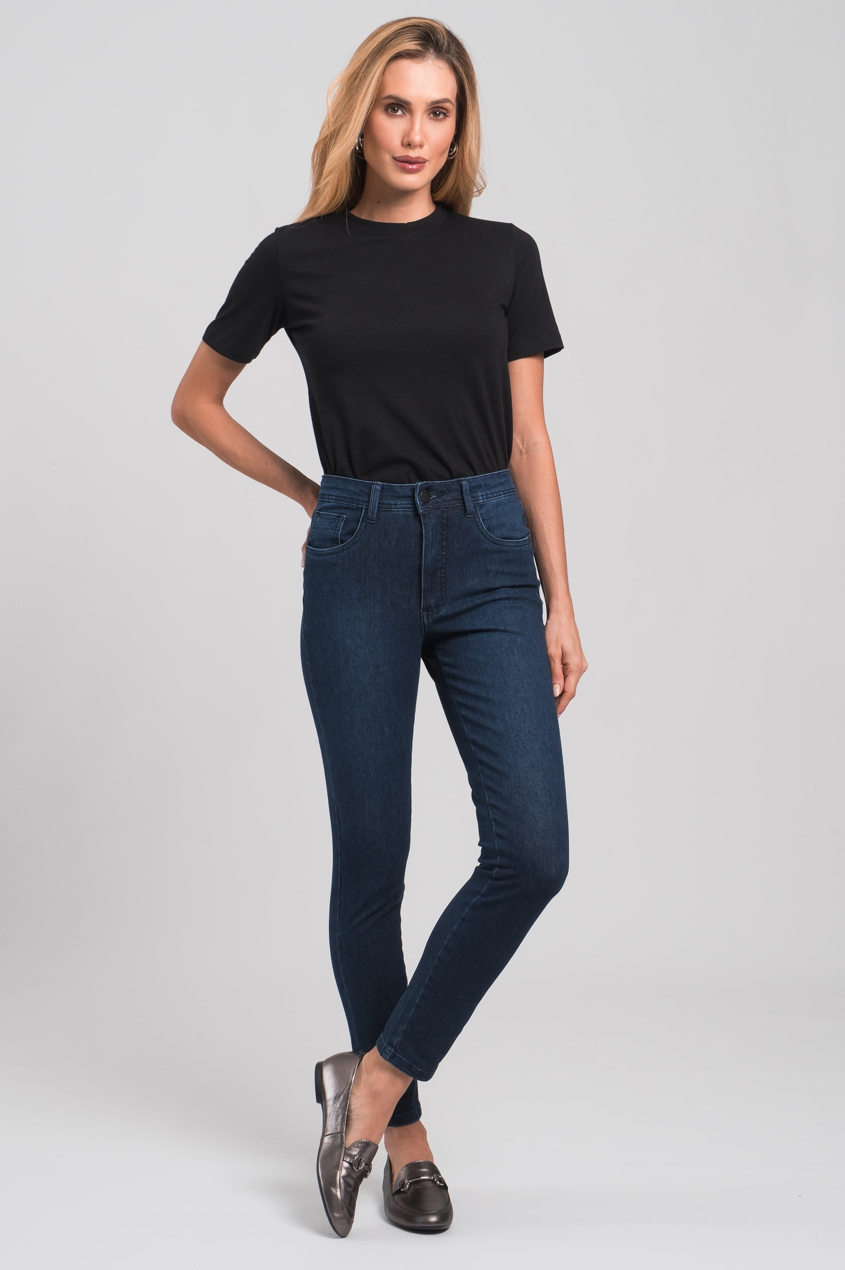 Calça Jeans Feminina Skinny Escura F2023003