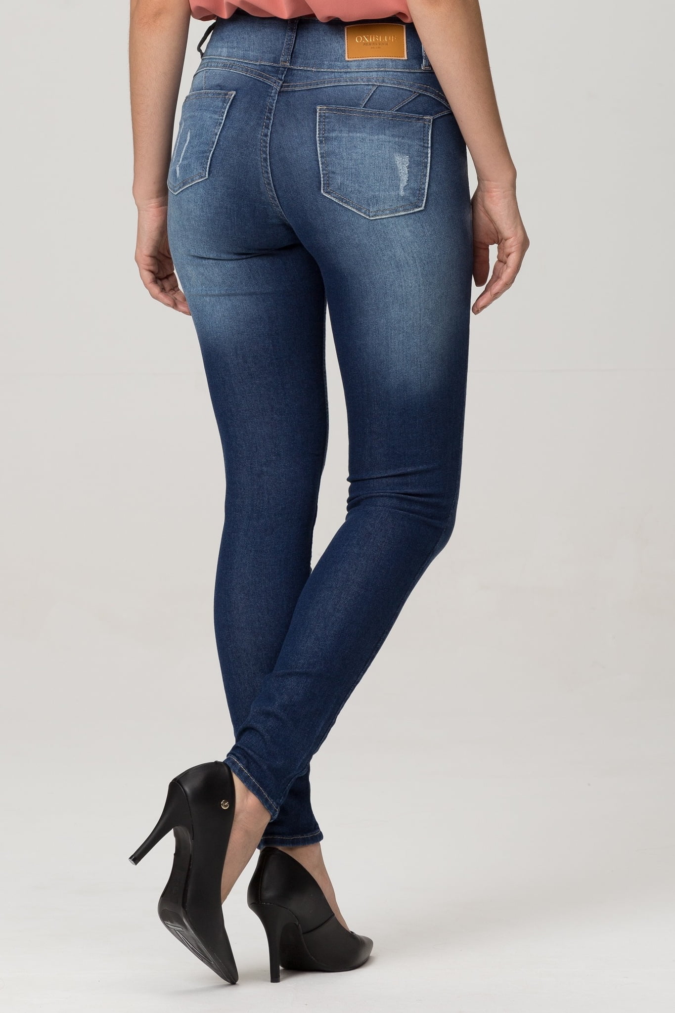 Calça Jeans Skinny Cós Alto Levanta Bumbum Premium 6073 Azul - pittol