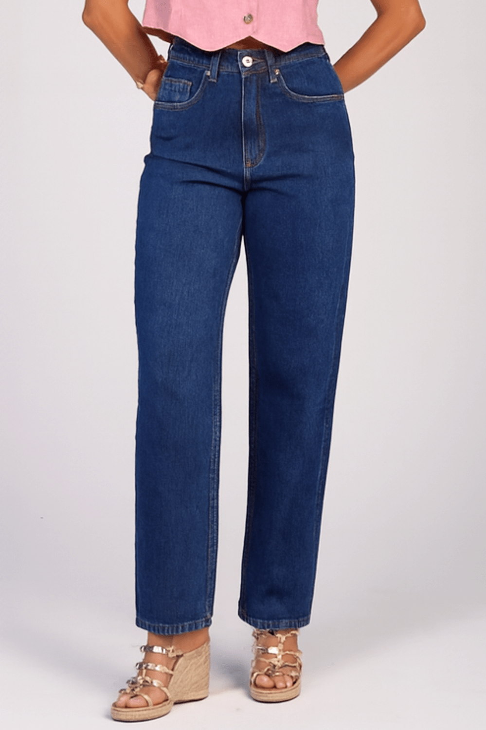 Calça Jeans Mom Azul Escuro F24412