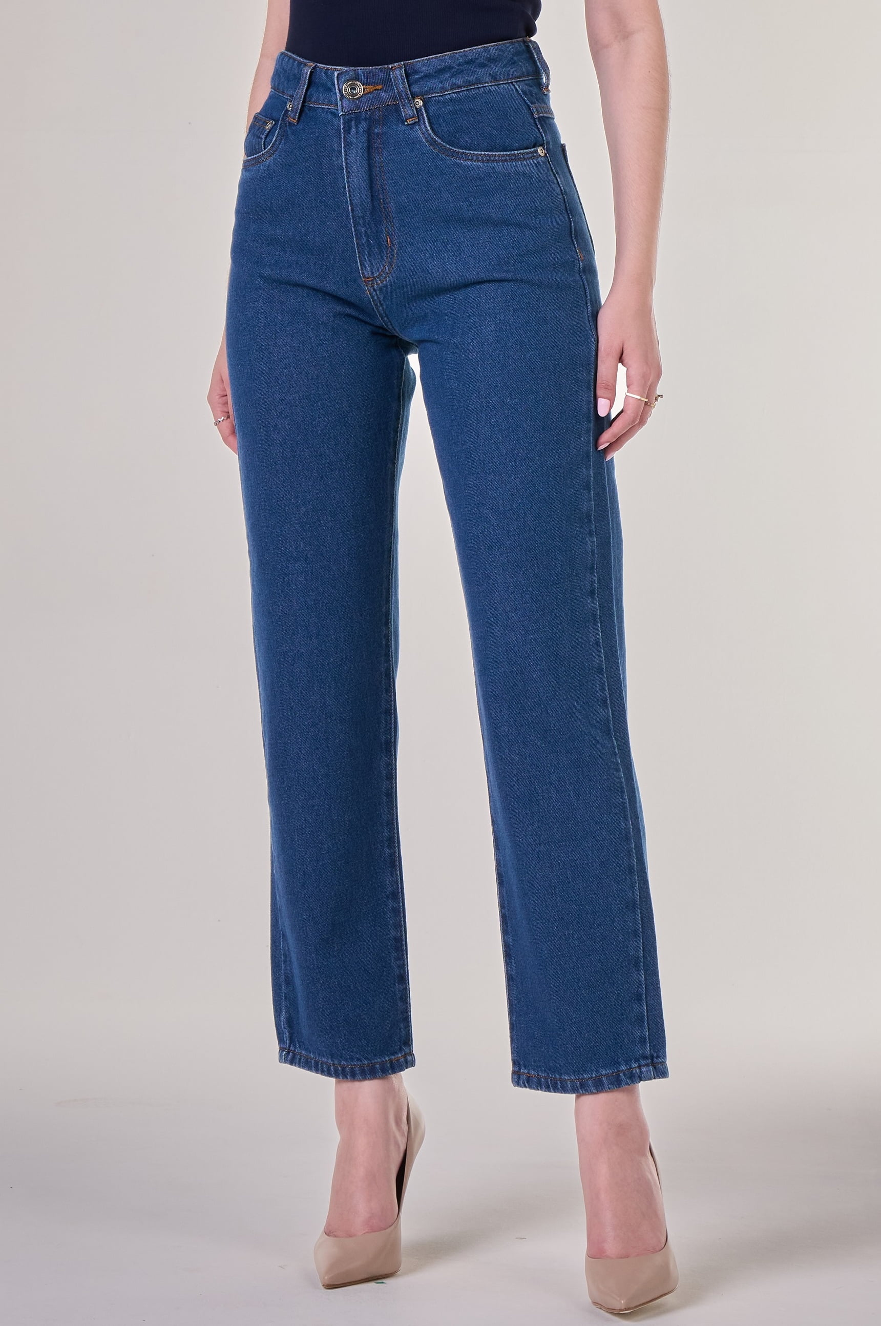 Calça Jeans Mom Azul Médio F24092