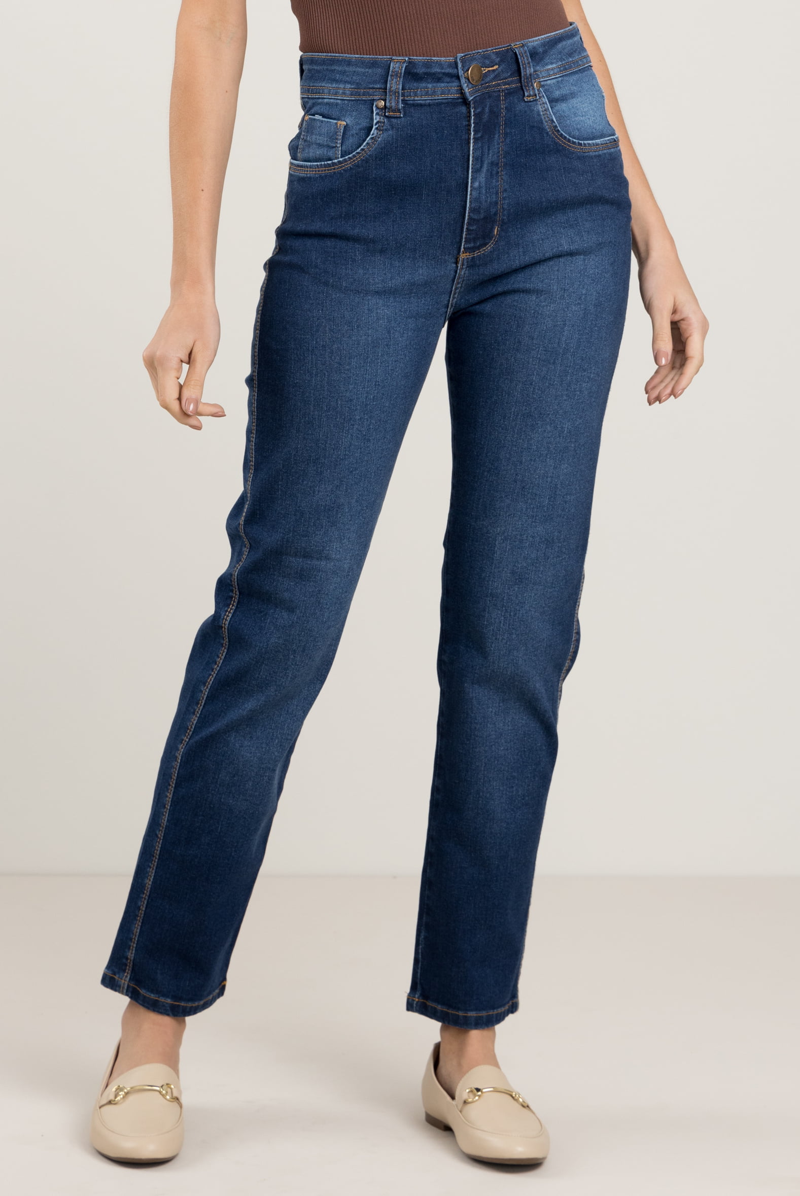 Calça Jeans Mom Azul Médio F2023161