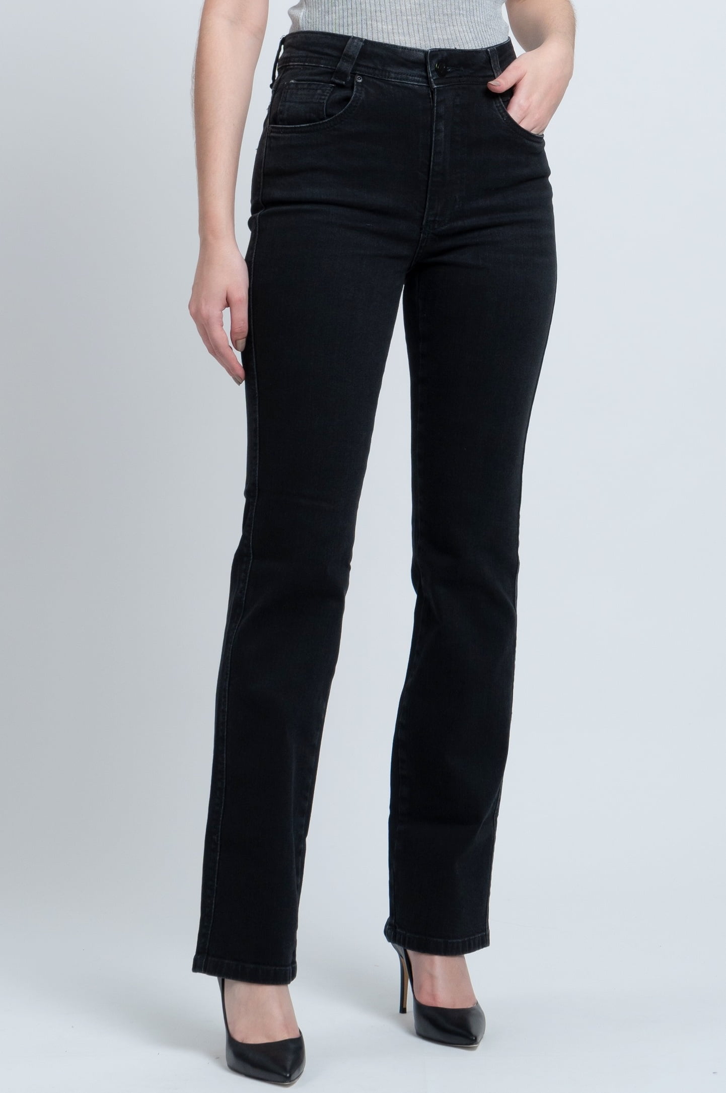 Calça Jeans Reta Black Estonada F24026