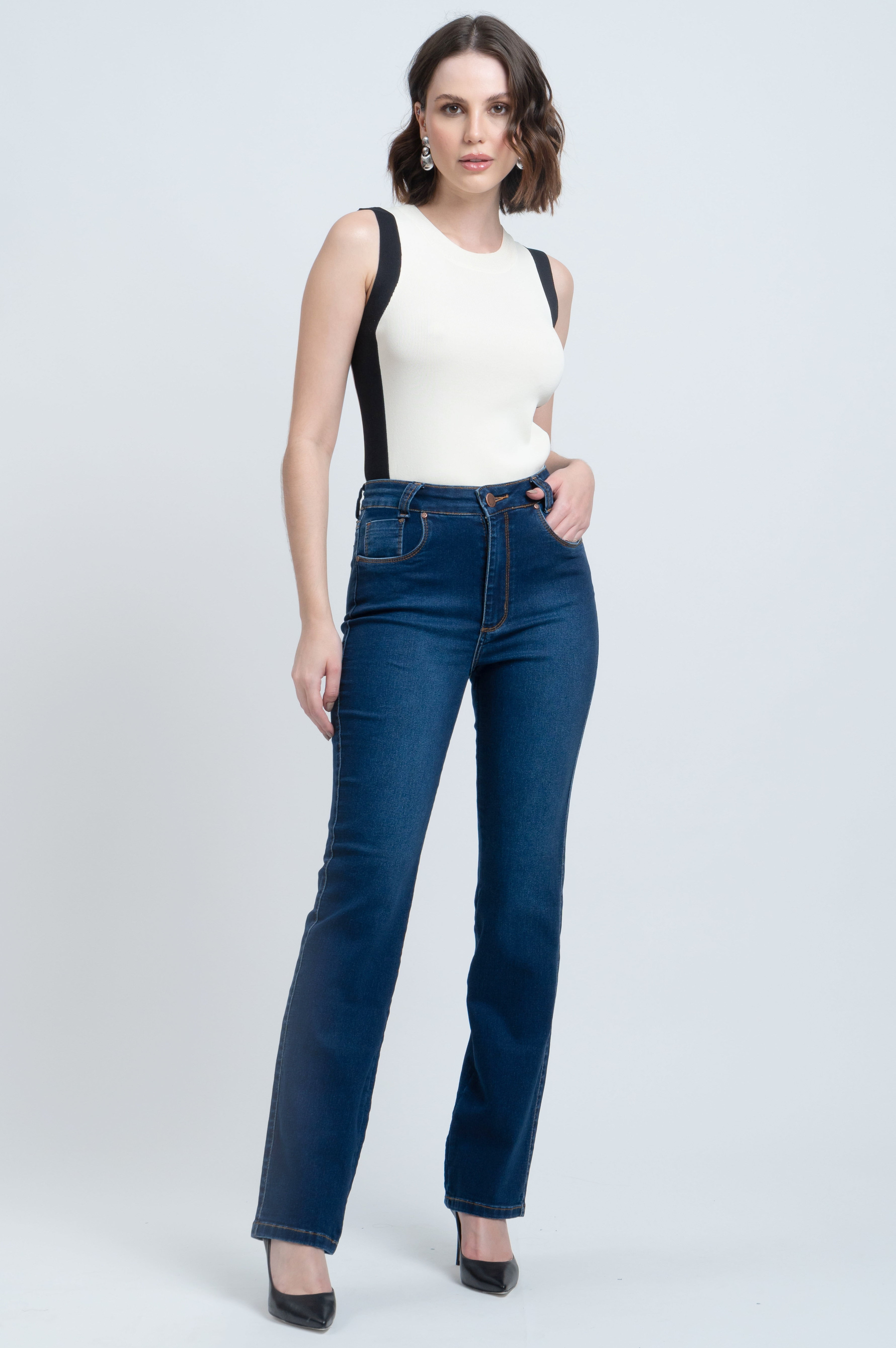 Calça Jeans Reta Feminina F24025