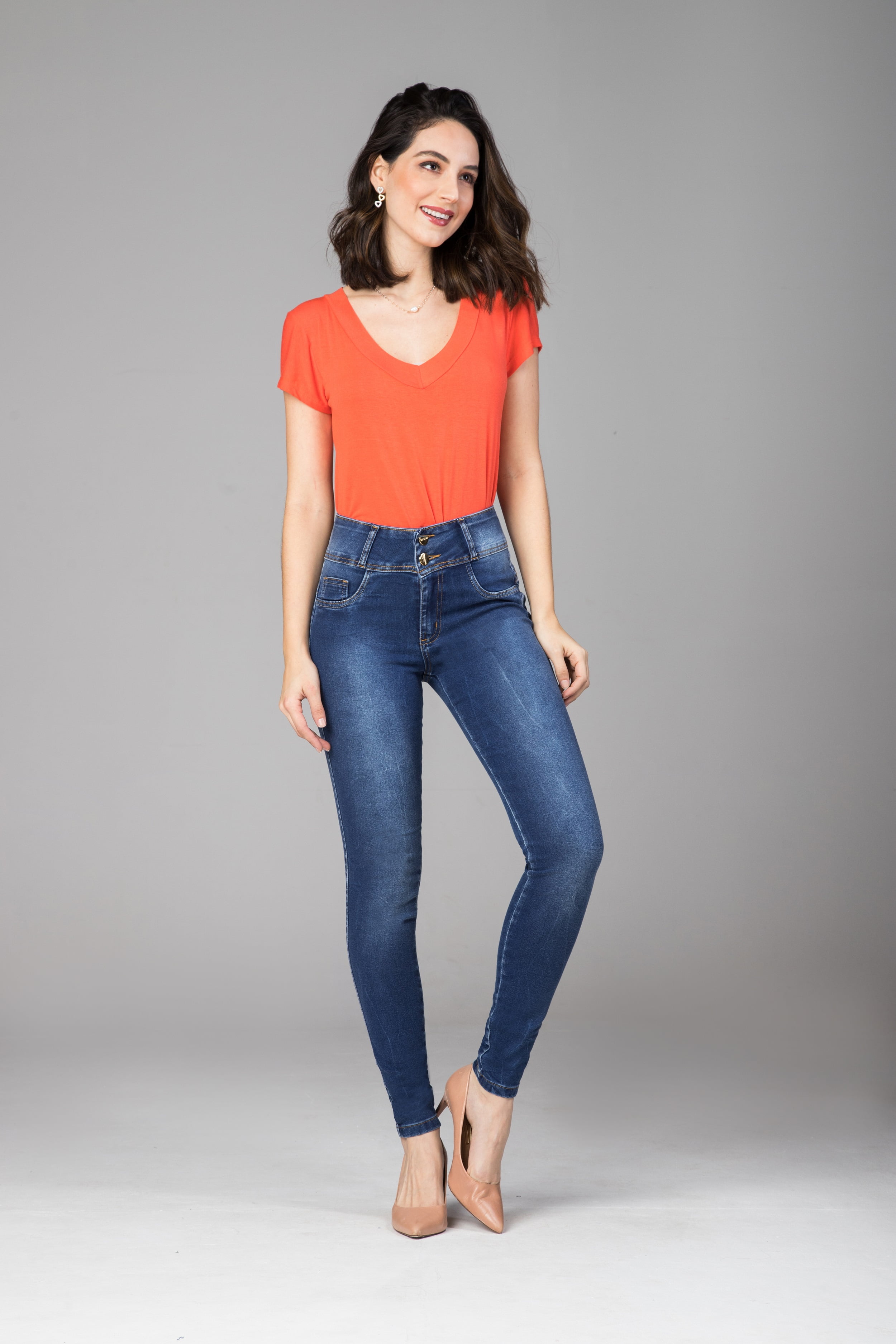 Calça Jeans feminina modelo Skinny cintura alta e levanta bumbum Linha  Premium Elastano - Panuse