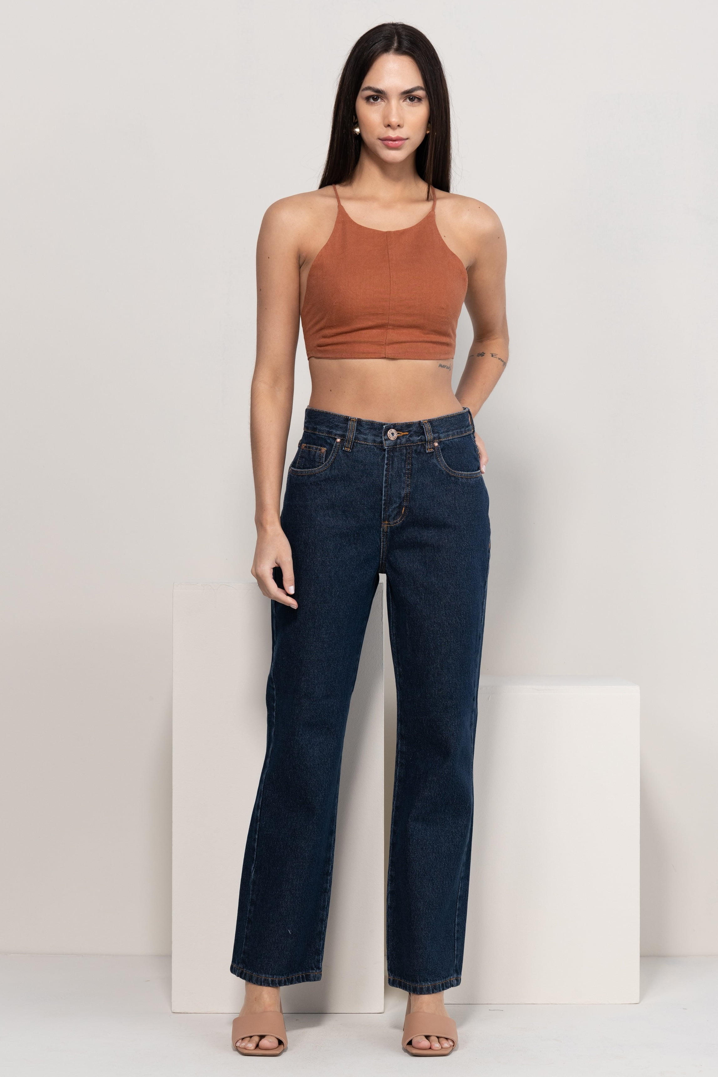 Calça Wide Leg Cargo Jeans F2909 - Oxiblue Jeans