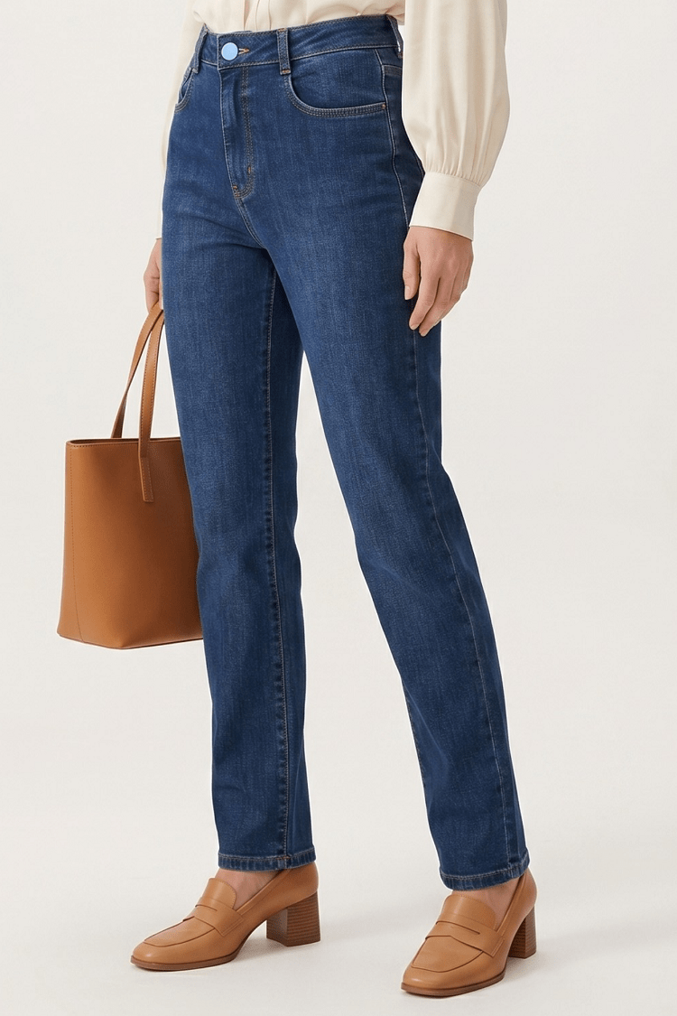 Calça Reta Feminina Jeans Azul Médio F26025