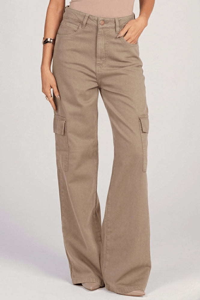 Calça Wide Leg Cargo Caqui F2023065CA