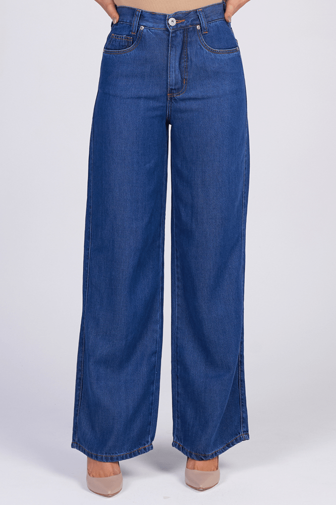 Calça Wide Leg Jeans Azul médio F25035