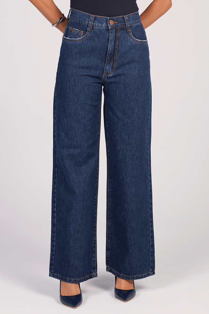 Calça Wide Leg Jeans Escuro F25031