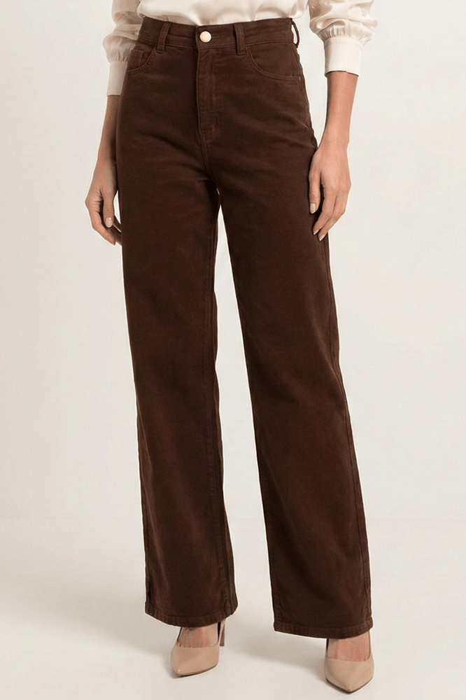 Calça Wide Leg Marrom