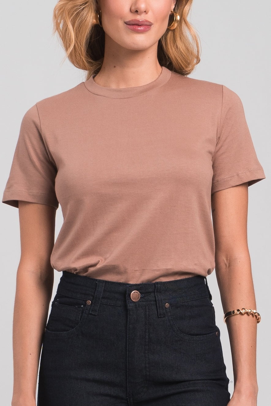 Camiseta Feminina Slim Marrom CA24001