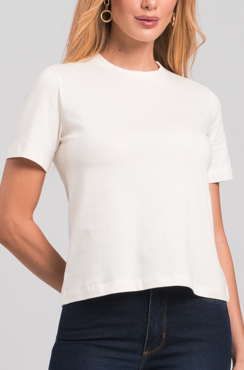 Camiseta Feminina Slim Off White CA24001