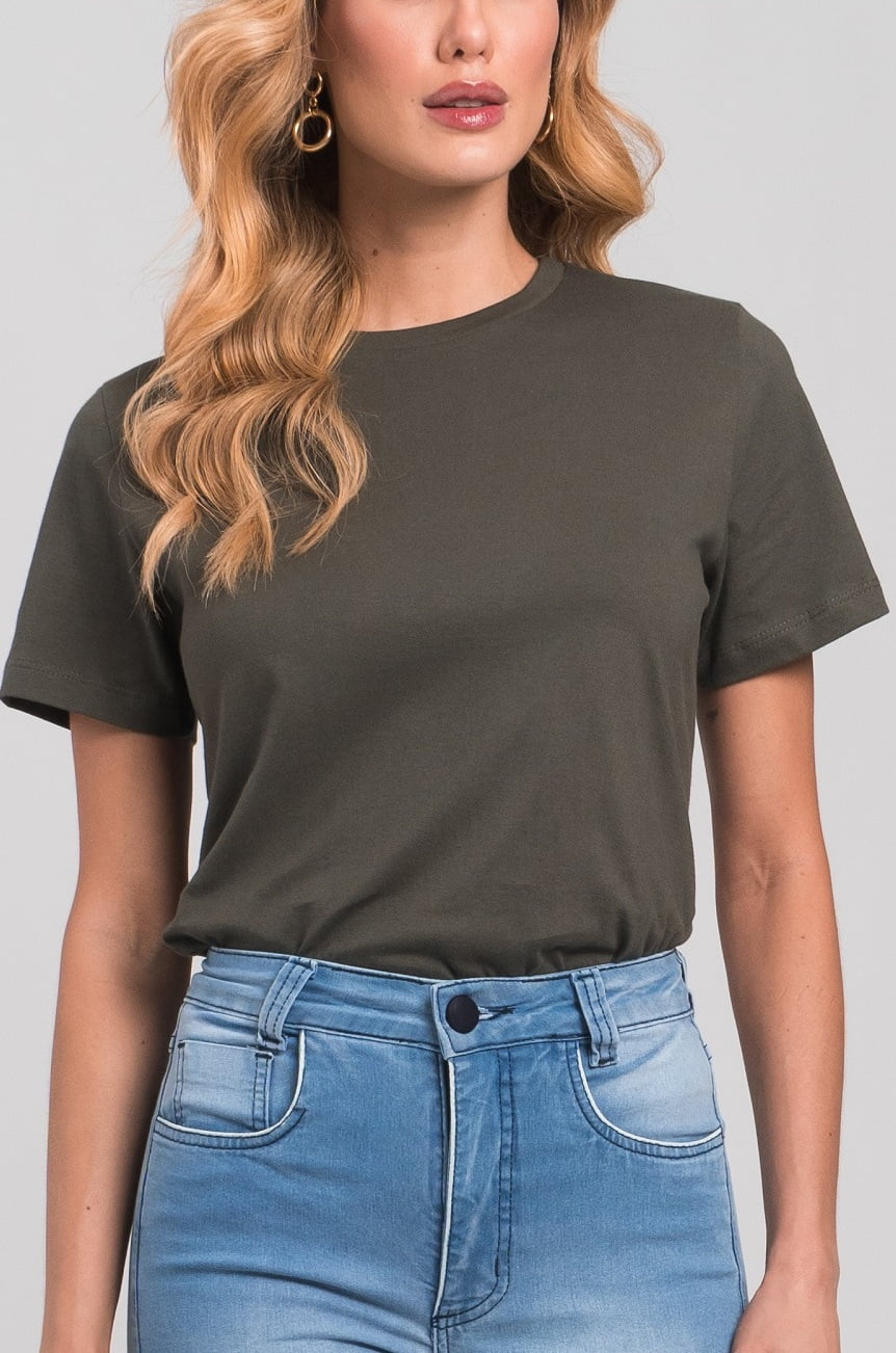 Camiseta Feminina Verde Militar CA24002