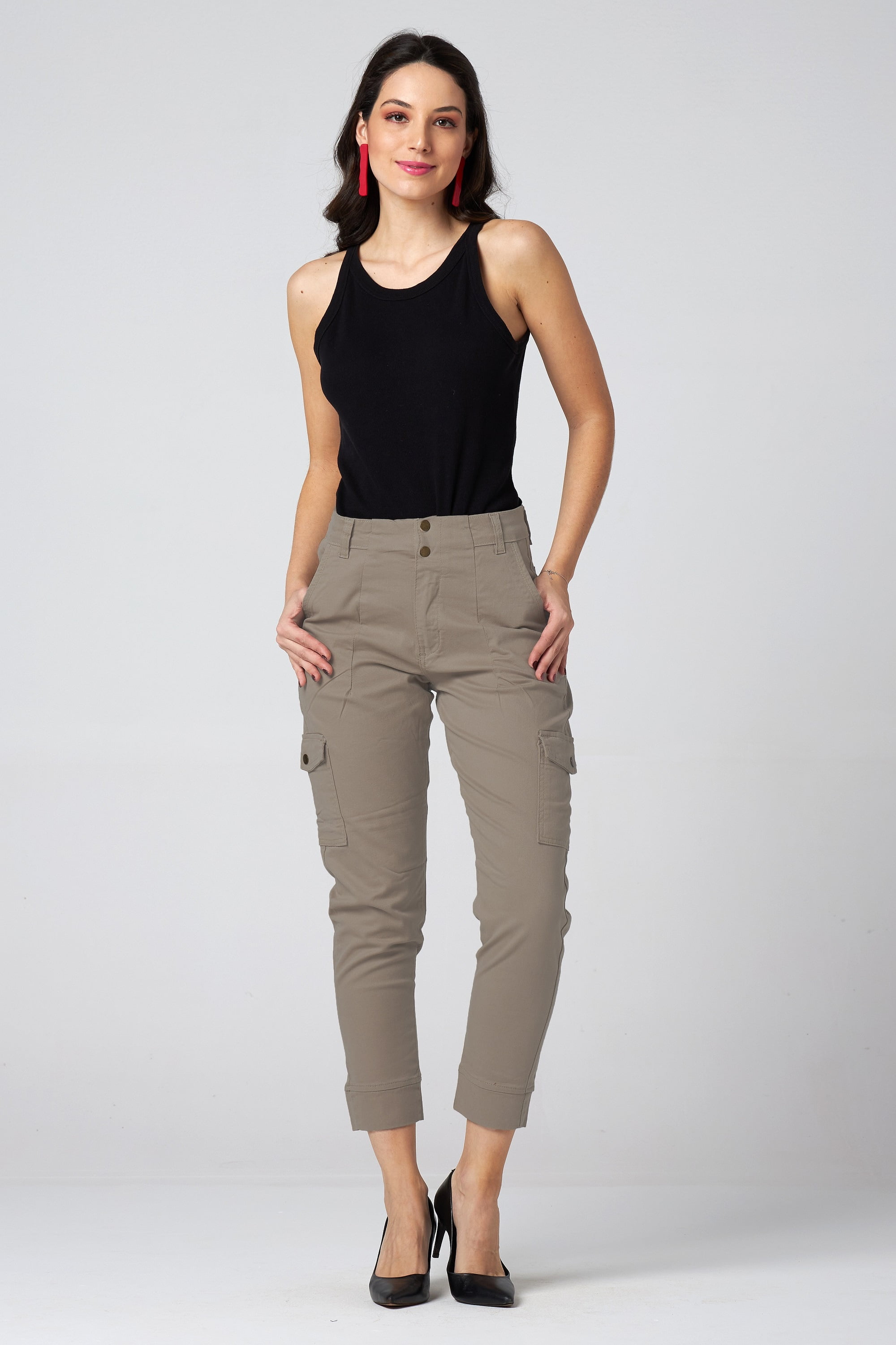 Calça Cargo Caqui Feminina na Oxiblue Jeans