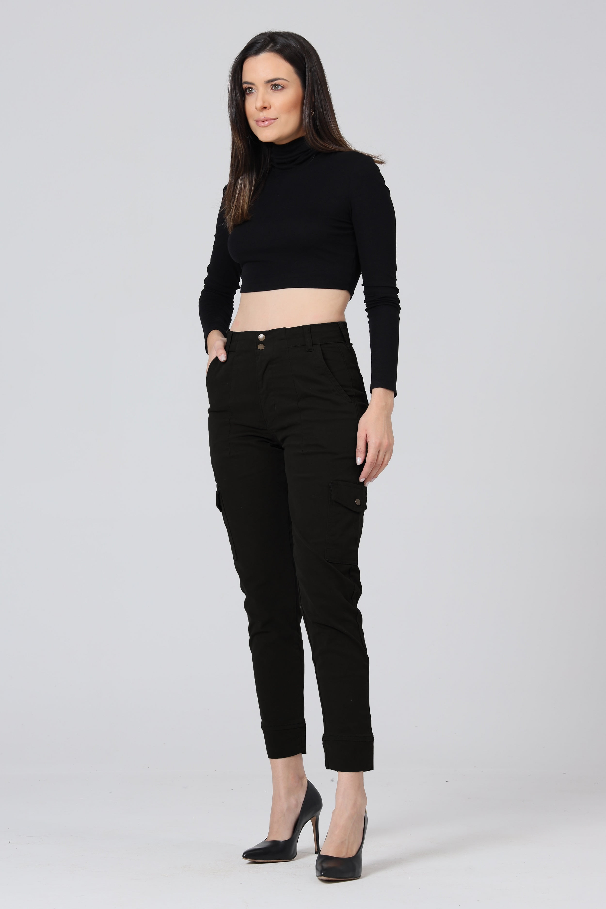 Calça Cargo Feminina SYKROO - Impermeável Secagem Rápida | GG Preta Bolsos Zíper