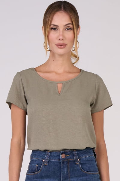 Blusa Feminina Verde com Tecido Crepado Duna CA25007VM