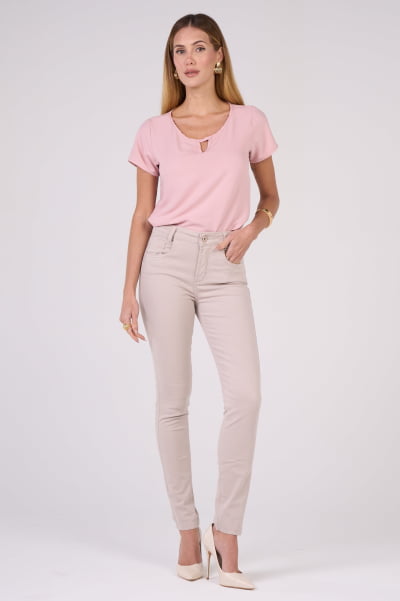 Blusa Feminina Nude com Tecido Crepado Duna CA25007ND