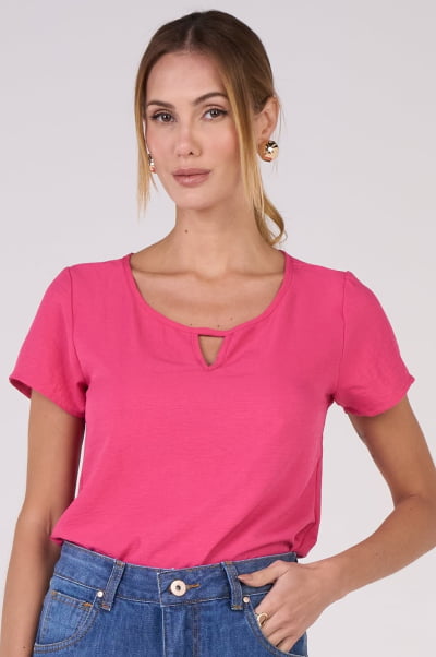 Blusa Feminina Rosa com Tecido Crepado Duna CA25007RO