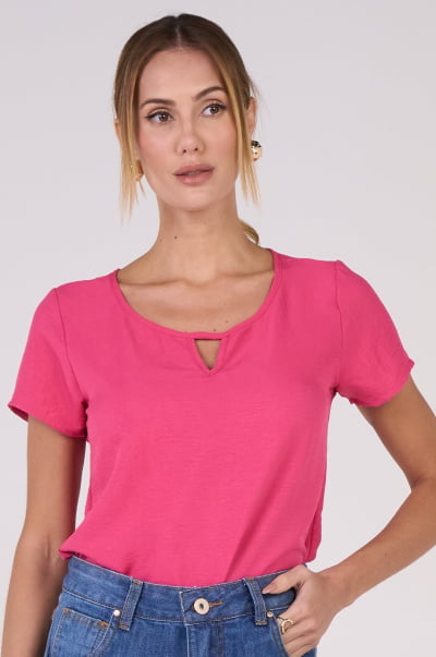 Blusa Feminina Rosa com Tecido Crepado Duna CA25007RO