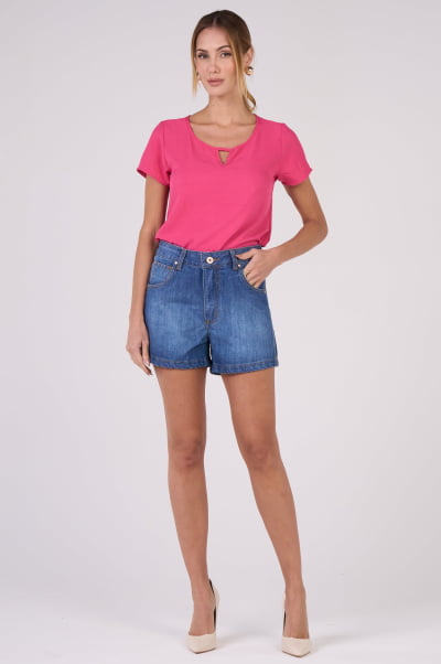 Blusa Feminina Rosa com Tecido Crepado Duna CA25007RO