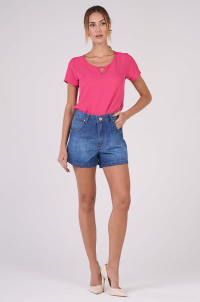 Blusa Feminina Rosa com Tecido Crepado Duna CA25007RO