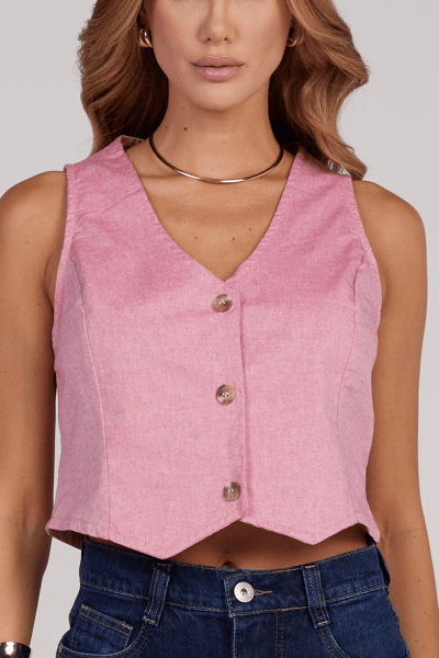 Colete Rosa com Botões CL001