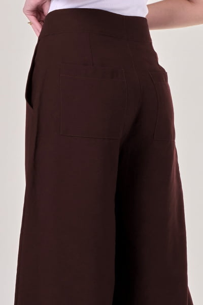 Calça Alfaiataria Pantalona Marrom