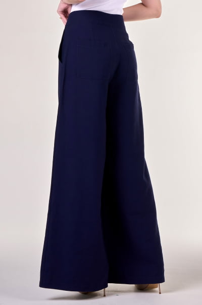 Calça Alfaiataria Pantalona Azul Marinho