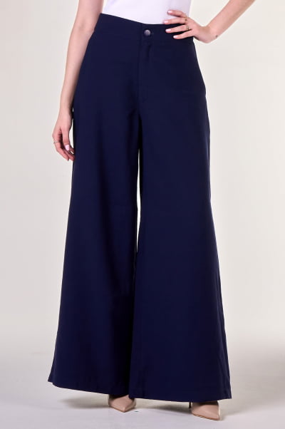 Calça Alfaiataria Pantalona Azul Marinho