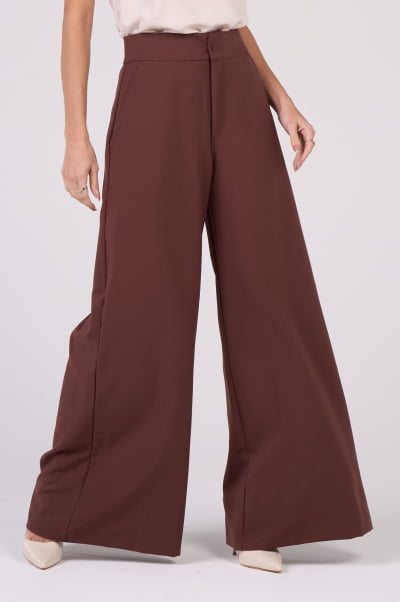 Calça Alfaiataria Pantalona Marrom AF1000RR