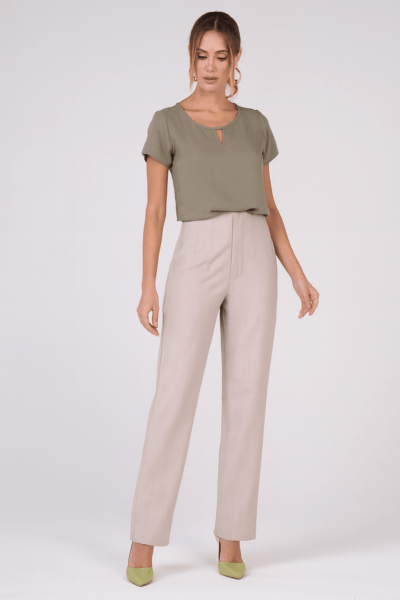 Calça Alfaiataria Reta Bege ALF1001BG